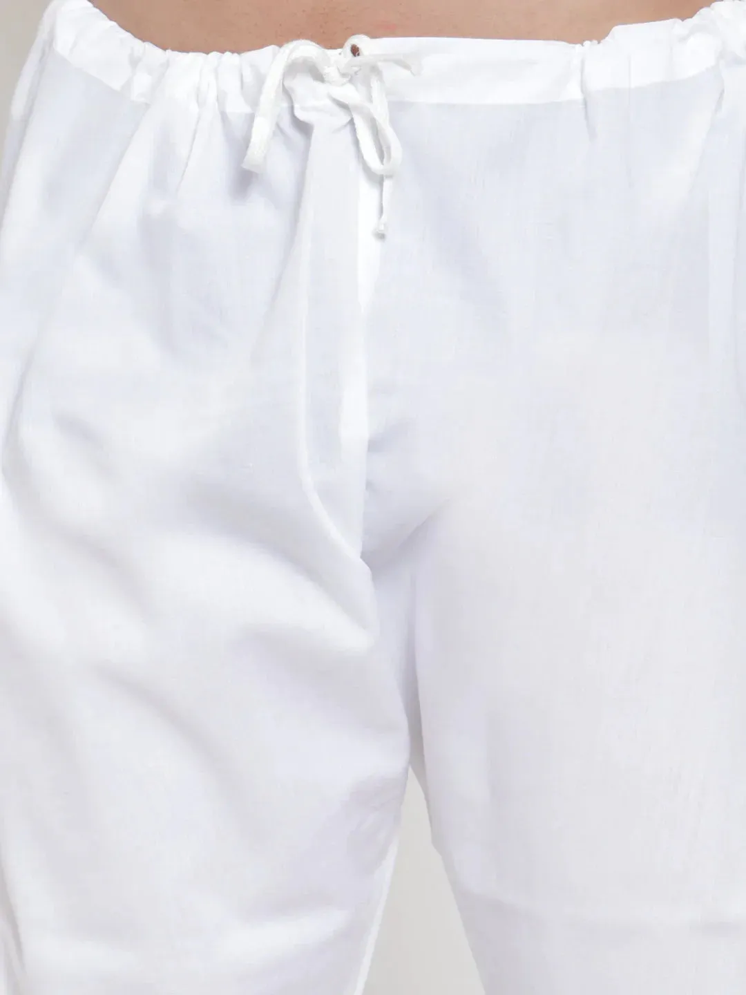 Men'S White Solid Kurta With Pyjamas & Blue Nehru Jacket