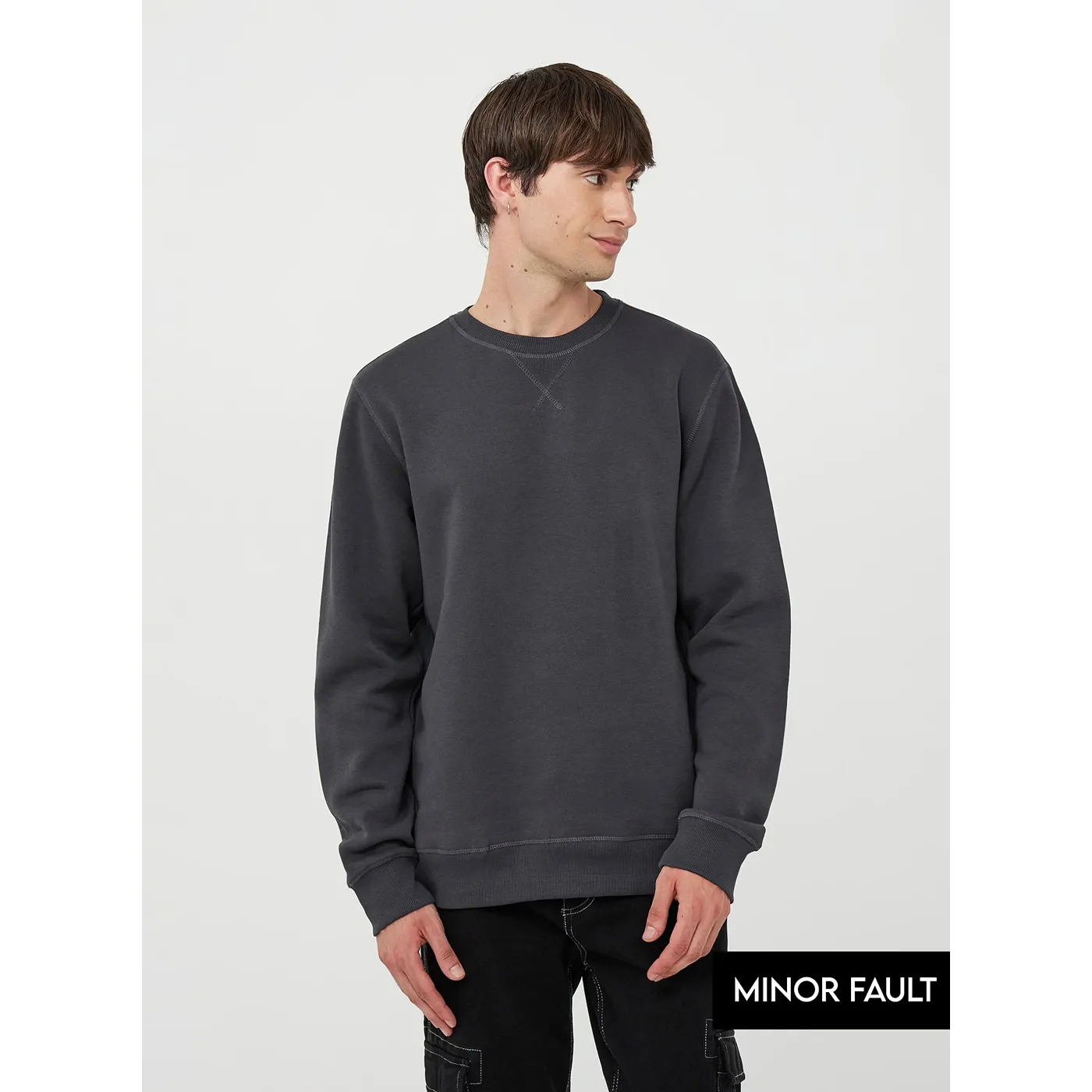 (Minor Fault) Charcoal Basic Regular Fit Sweatshirt