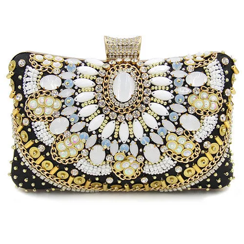 NATASSIE Women Clutch Ladies Diamond Day Clutches Purses Female Beaded Bag With Chain