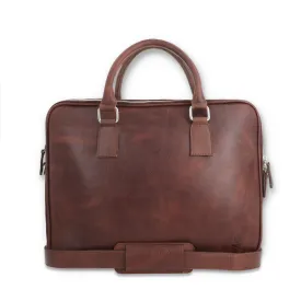 Norde Bordo Milled Pull-up Leather Laptop Briefcase