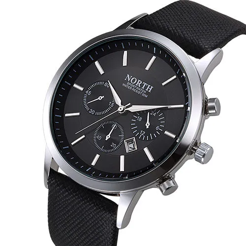 NORTH Men Watch Luxury Brand Fashion Male Wristwatch  30M Waterproof Sport Watch Casual Genuine Leather Quartz Business Watches