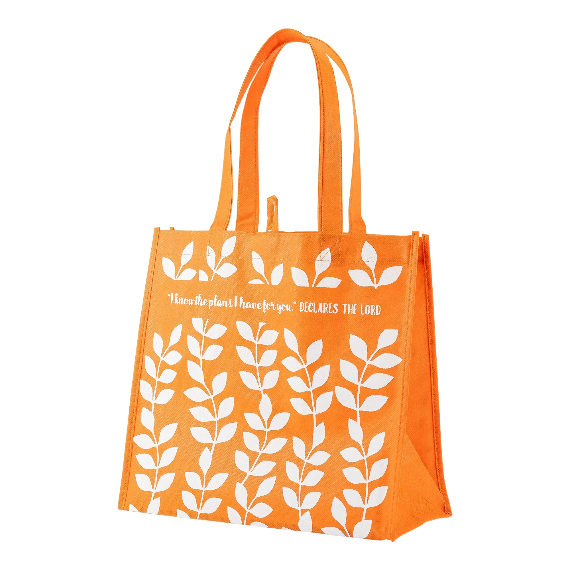 Orange Leaf Print Eco Tote Bag - Jeremiah 29:11 "I Know The Plans"