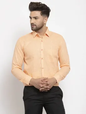 Orange Men'S Dobby Solid Formal Shirts