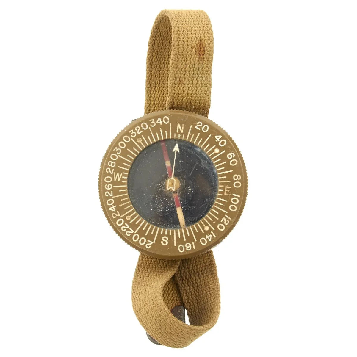 Original U.S. WWII Paratrooper Wrist Compass by Superior Magneto Corporation with Khaki Wristband