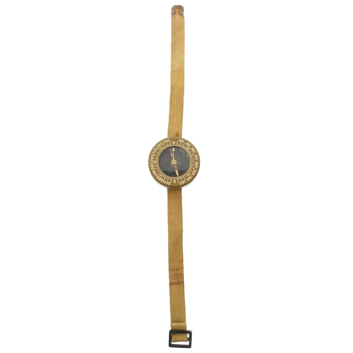 Original U.S. WWII Paratrooper Wrist Compass by Superior Magneto Corporation with Khaki Wristband