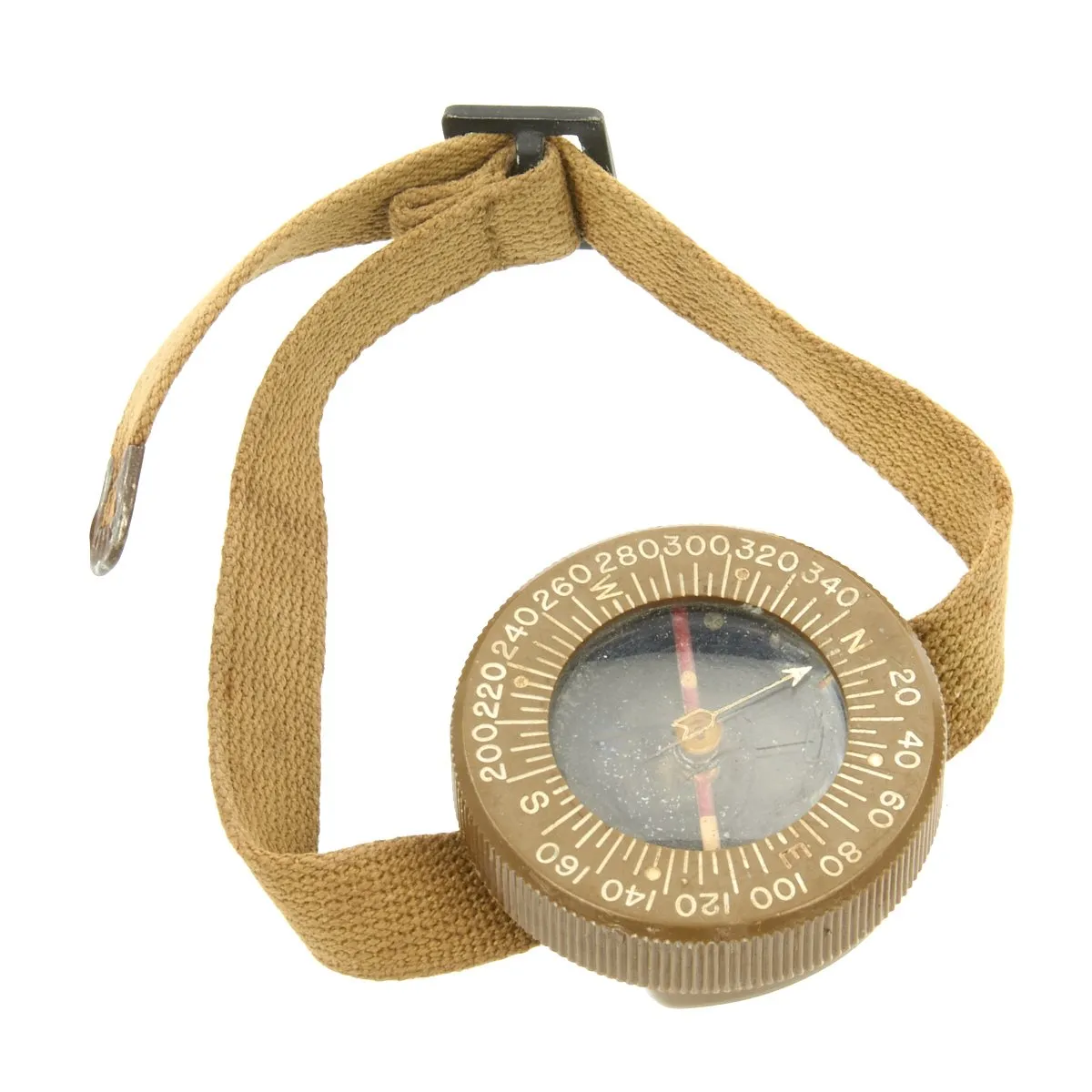 Original U.S. WWII Paratrooper Wrist Compass by Superior Magneto Corporation with Khaki Wristband