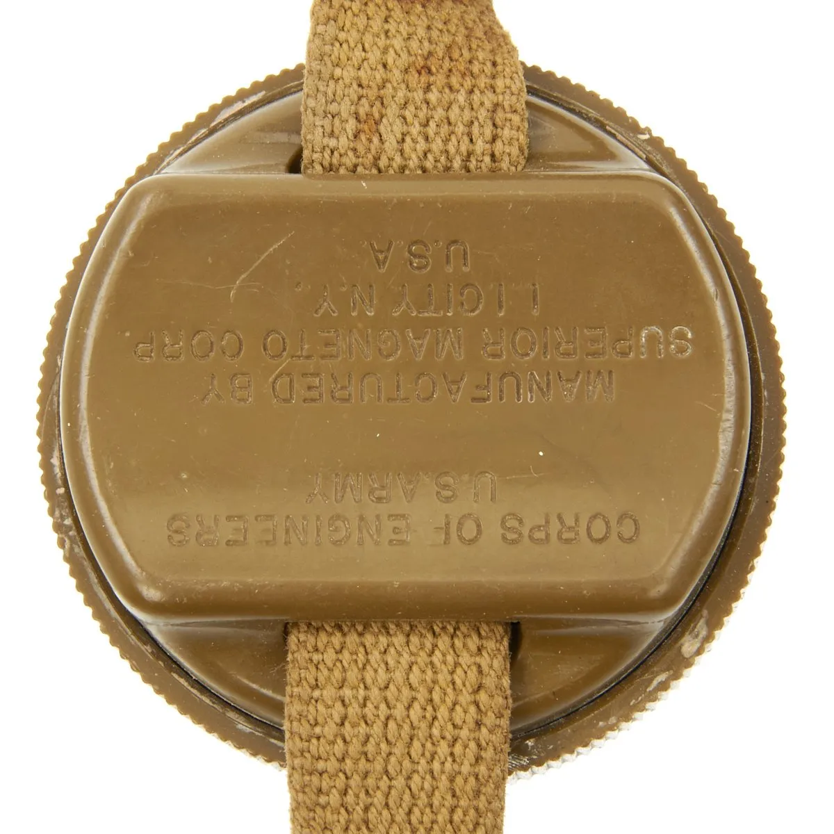 Original U.S. WWII Paratrooper Wrist Compass by Superior Magneto Corporation with Khaki Wristband