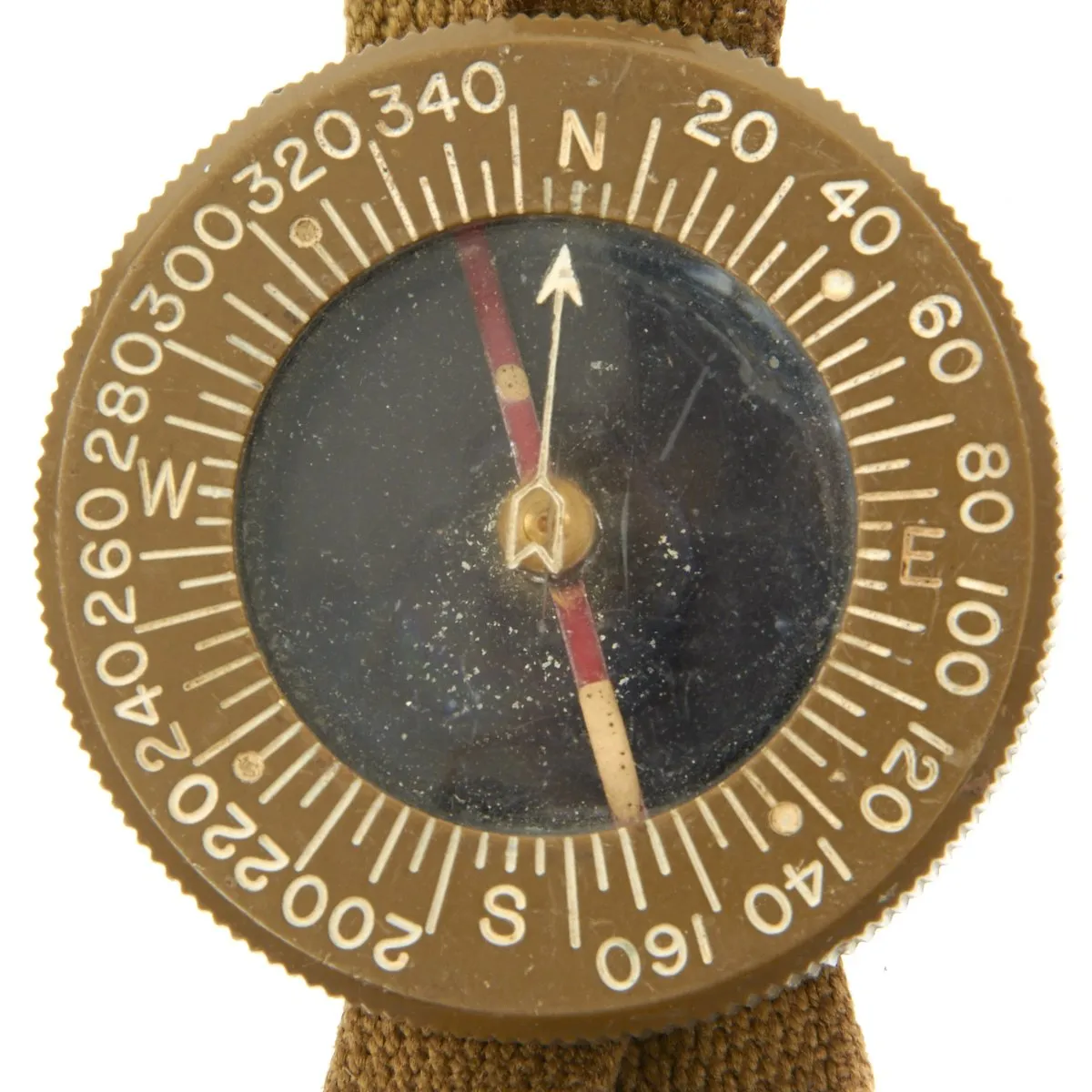 Original U.S. WWII Paratrooper Wrist Compass by Superior Magneto Corporation with Khaki Wristband