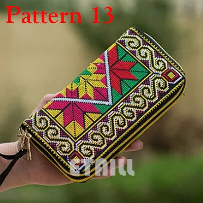 Peacock Thailand Boho Embroidered Purse Female Clutch Long Wallet Coin Bag Lady Mobile Phone Bag Luxury Brand Wallet Woman 2016