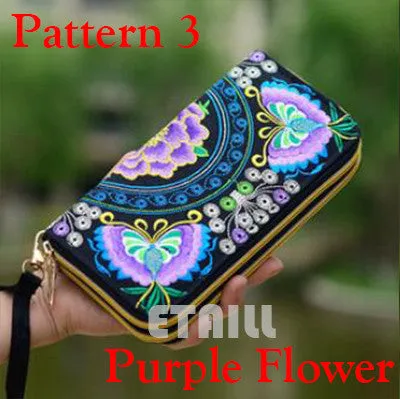 Peacock Thailand Boho Embroidered Purse Female Clutch Long Wallet Coin Bag Lady Mobile Phone Bag Luxury Brand Wallet Woman 2016