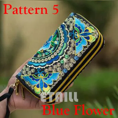 Peacock Thailand Boho Embroidered Purse Female Clutch Long Wallet Coin Bag Lady Mobile Phone Bag Luxury Brand Wallet Woman 2016