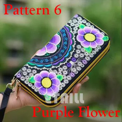 Peacock Thailand Boho Embroidered Purse Female Clutch Long Wallet Coin Bag Lady Mobile Phone Bag Luxury Brand Wallet Woman 2016