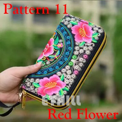 Peacock Thailand Boho Embroidered Purse Female Clutch Long Wallet Coin Bag Lady Mobile Phone Bag Luxury Brand Wallet Woman 2016