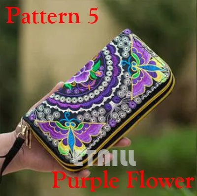 Peacock Thailand Boho Embroidered Purse Female Clutch Long Wallet Coin Bag Lady Mobile Phone Bag Luxury Brand Wallet Woman 2016