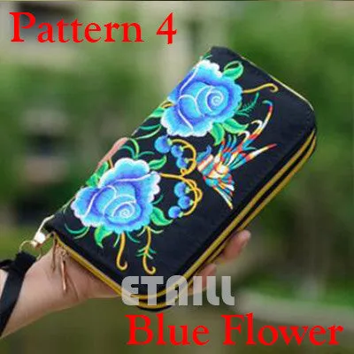 Peacock Thailand Boho Embroidered Purse Female Clutch Long Wallet Coin Bag Lady Mobile Phone Bag Luxury Brand Wallet Woman 2016