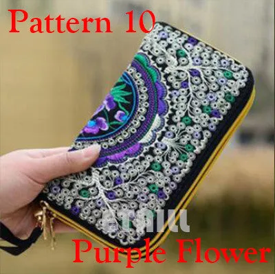 Peacock Thailand Boho Embroidered Purse Female Clutch Long Wallet Coin Bag Lady Mobile Phone Bag Luxury Brand Wallet Woman 2016