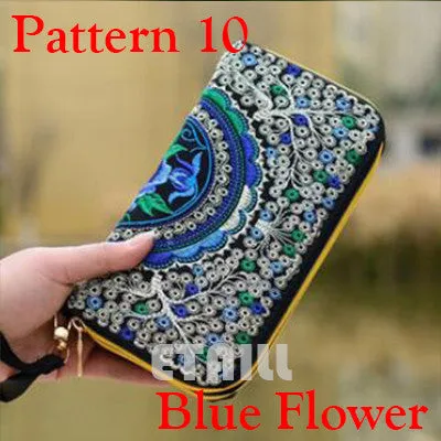 Peacock Thailand Boho Embroidered Purse Female Clutch Long Wallet Coin Bag Lady Mobile Phone Bag Luxury Brand Wallet Woman 2016