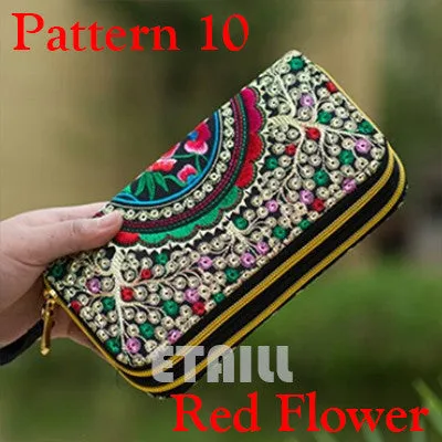 Peacock Thailand Boho Embroidered Purse Female Clutch Long Wallet Coin Bag Lady Mobile Phone Bag Luxury Brand Wallet Woman 2016