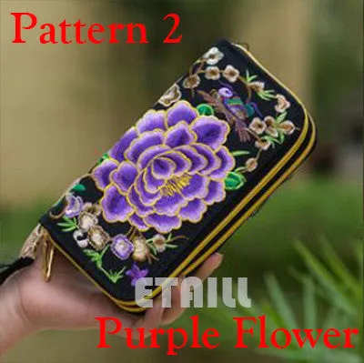 Peacock Thailand Boho Embroidered Purse Female Clutch Long Wallet Coin Bag Lady Mobile Phone Bag Luxury Brand Wallet Woman 2016