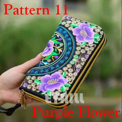 Peacock Thailand Boho Embroidered Purse Female Clutch Long Wallet Coin Bag Lady Mobile Phone Bag Luxury Brand Wallet Woman 2016