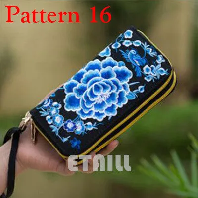 Peacock Thailand Boho Embroidered Purse Female Clutch Long Wallet Coin Bag Lady Mobile Phone Bag Luxury Brand Wallet Woman 2016