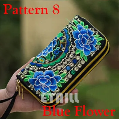 Peacock Thailand Boho Embroidered Purse Female Clutch Long Wallet Coin Bag Lady Mobile Phone Bag Luxury Brand Wallet Woman 2016