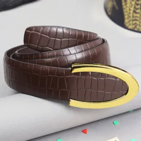 Peluche Regalia Brown Checkered Profile Leather Belt For Men