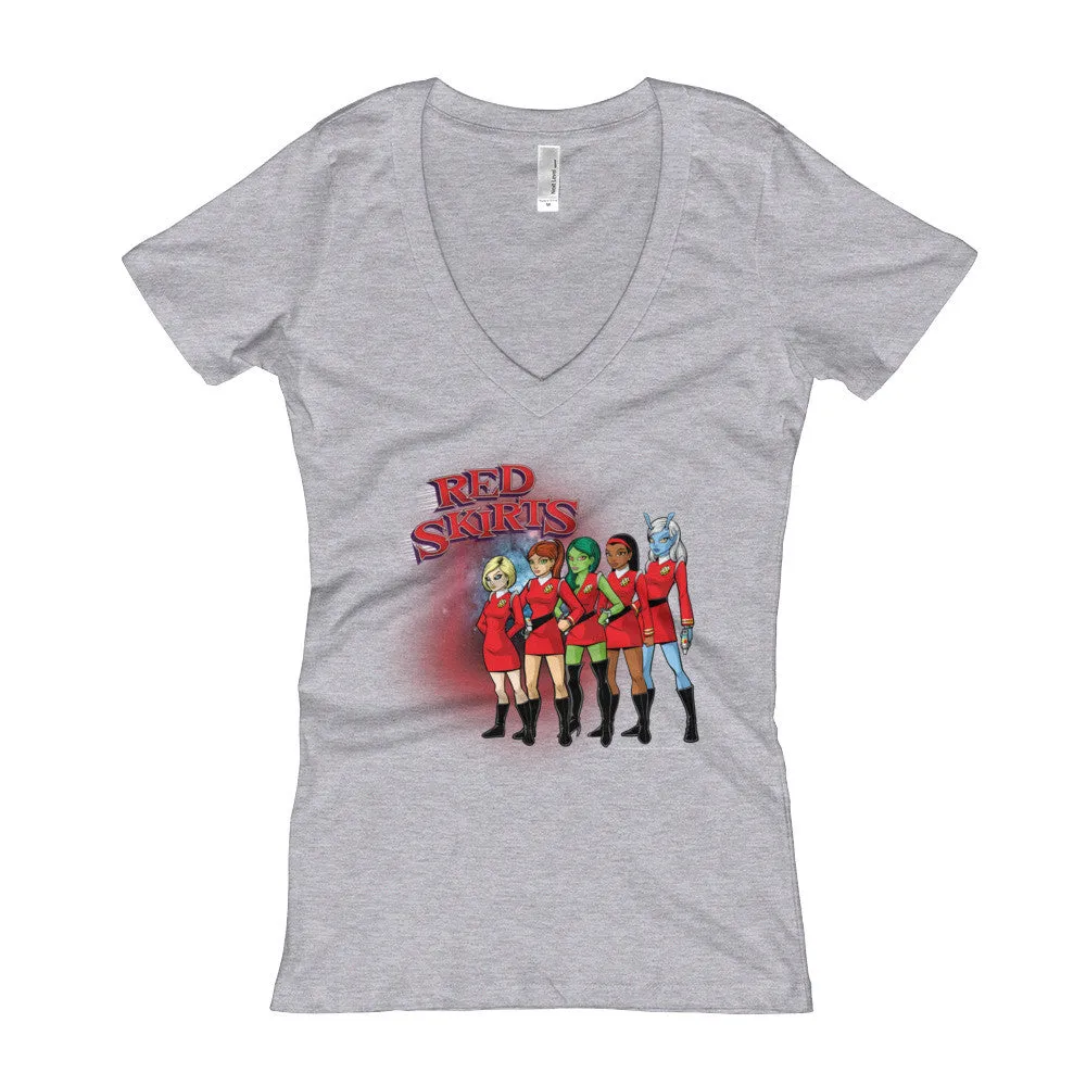 Red Skirts Security Team Fitted V-Neck T-Shirt