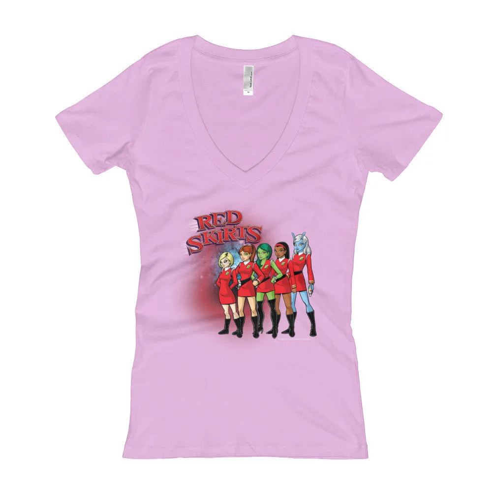 Red Skirts Security Team Fitted V-Neck T-Shirt