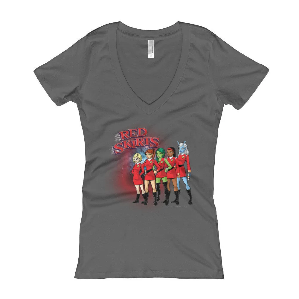 Red Skirts Security Team Fitted V-Neck T-Shirt