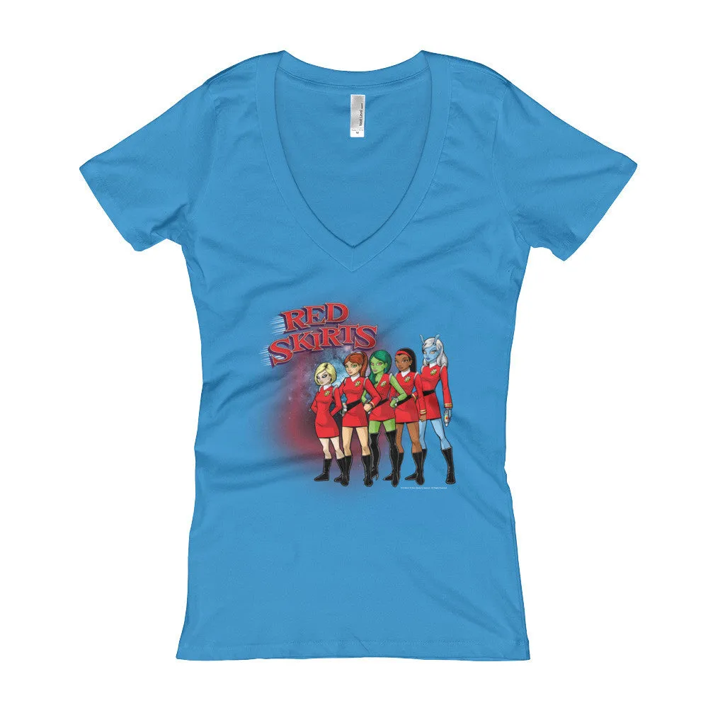 Red Skirts Security Team Fitted V-Neck T-Shirt