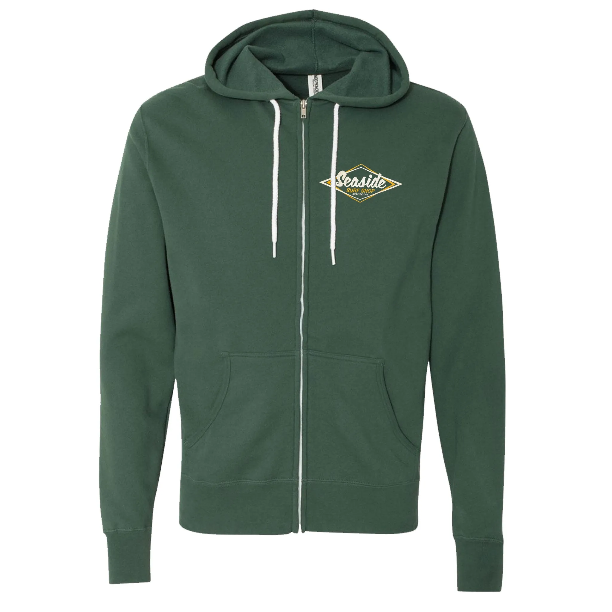 Seaside Surf Shop Vintage Logo Zip Hoody - Alpine Green