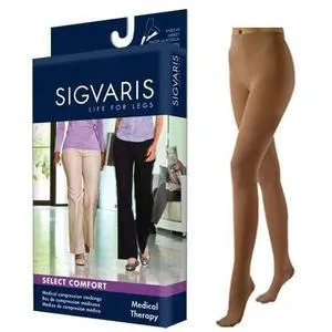 Select Comfort Pantyhose, 20-30, Small, Short, Closed, Suntan