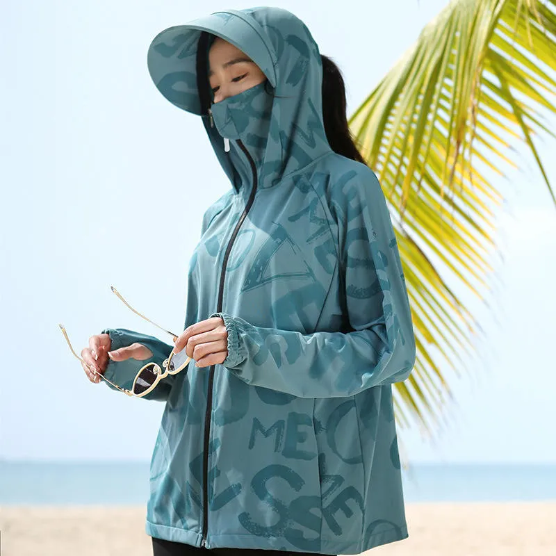 Sidiou Group Anniou New Printing Design Women Outdoor Anti UV Quick-dry Thin Breathable Sun Protection Clothing With Hooded Upf 50  Jacket