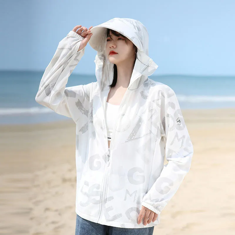 Sidiou Group Anniou New Printing Design Women Outdoor Anti UV Quick-dry Thin Breathable Sun Protection Clothing With Hooded Upf 50  Jacket