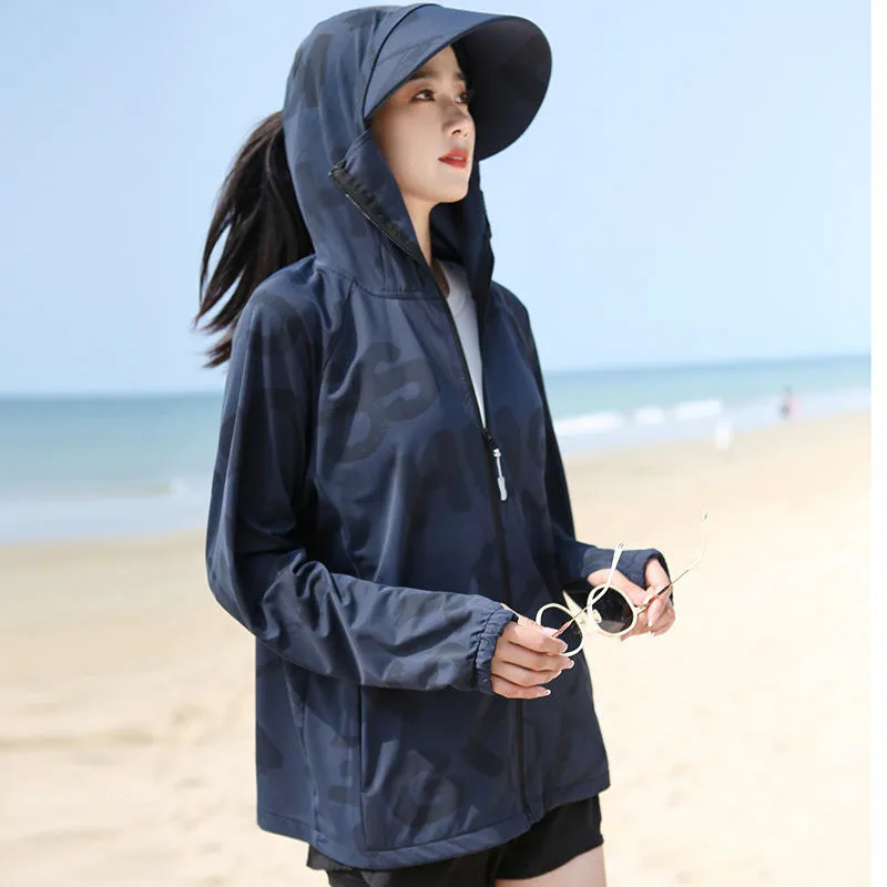 Sidiou Group Anniou New Printing Design Women Outdoor Anti UV Quick-dry Thin Breathable Sun Protection Clothing With Hooded Upf 50  Jacket