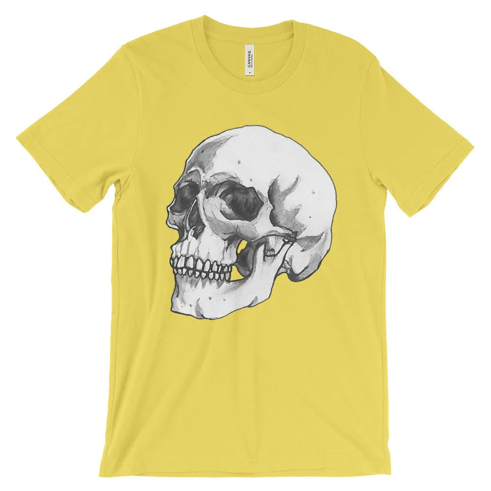 Skull 3/4 Unisex Short Sleeve T-Shirt Illustrated by Robert Bowen