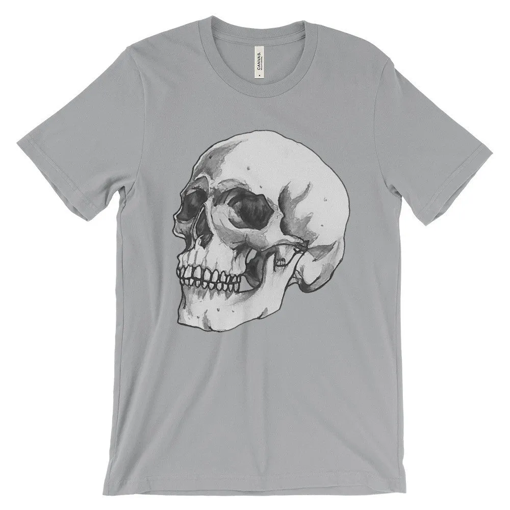 Skull 3/4 Unisex Short Sleeve T-Shirt Illustrated by Robert Bowen