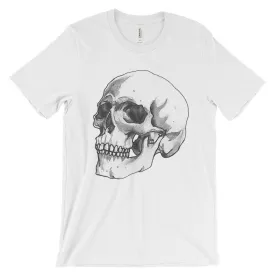 Skull 3/4 Unisex Short Sleeve T-Shirt Illustrated by Robert Bowen