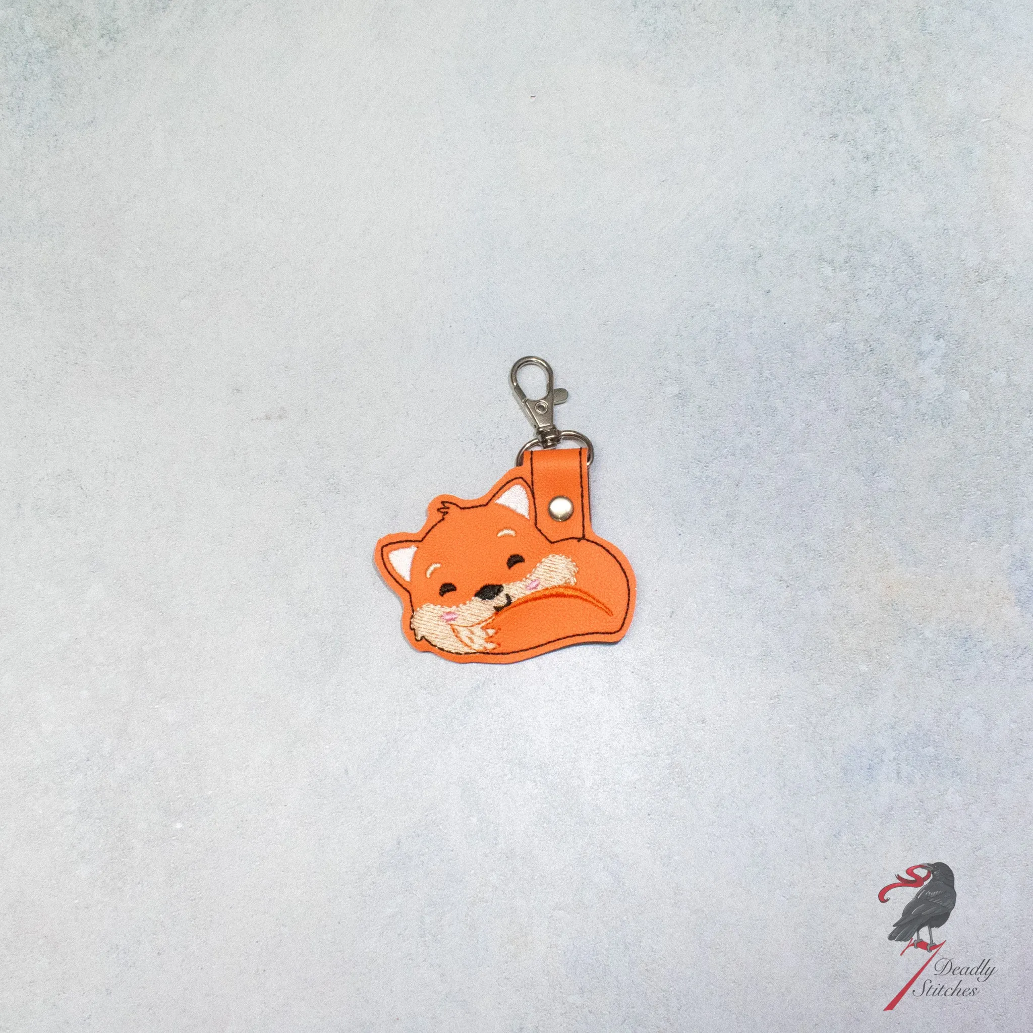 Sleepy Orange Fox Keychain