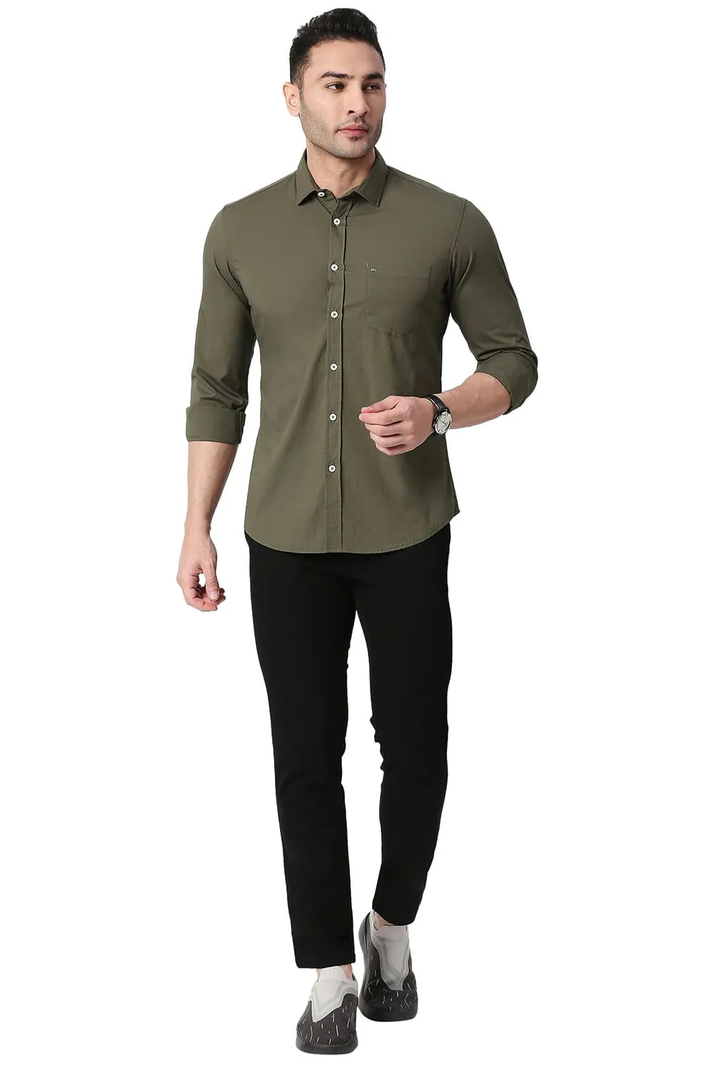 Slim Fit Cotton Poplin Stretch Shirt