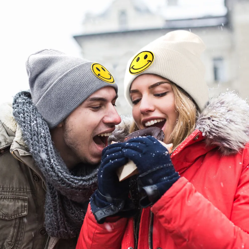 Smiley Face Cuffed Beanie Hats