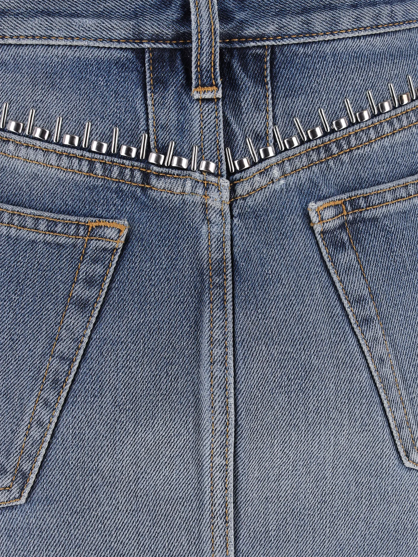 stud-detail mini denim skirt