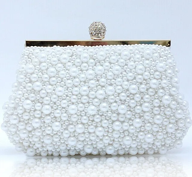 TenTop-A Free Shipping 2017 New Fashion Women's Sequin Both Side Pearl Beaded Handbag Clutch Purse Handmade Wedding Evening Bags