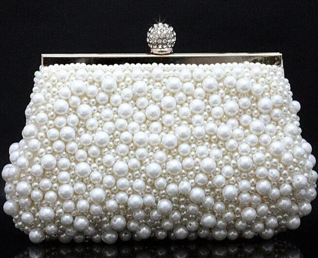 TenTop-A Free Shipping 2017 New Fashion Women's Sequin Both Side Pearl Beaded Handbag Clutch Purse Handmade Wedding Evening Bags