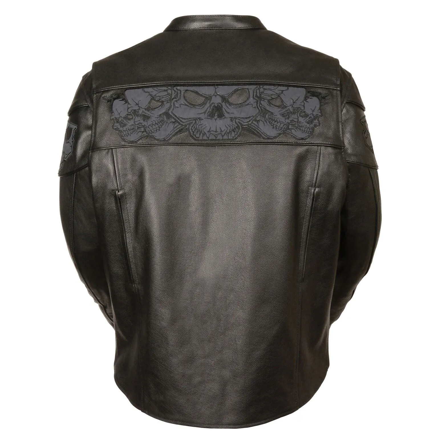 The "Apollo" Reflective Skulls Leather Motorcycle Jacket