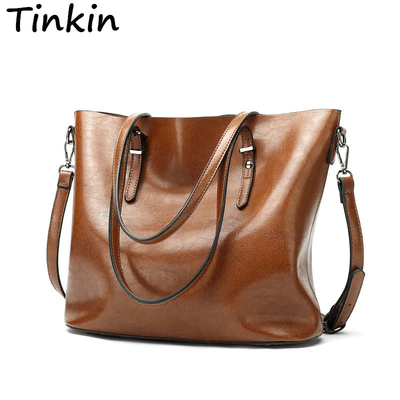 Tinkin Europe Style Shoulder Bag Retro Women Handbag High Capacity Simple Style Totes Daily Shopping Bag