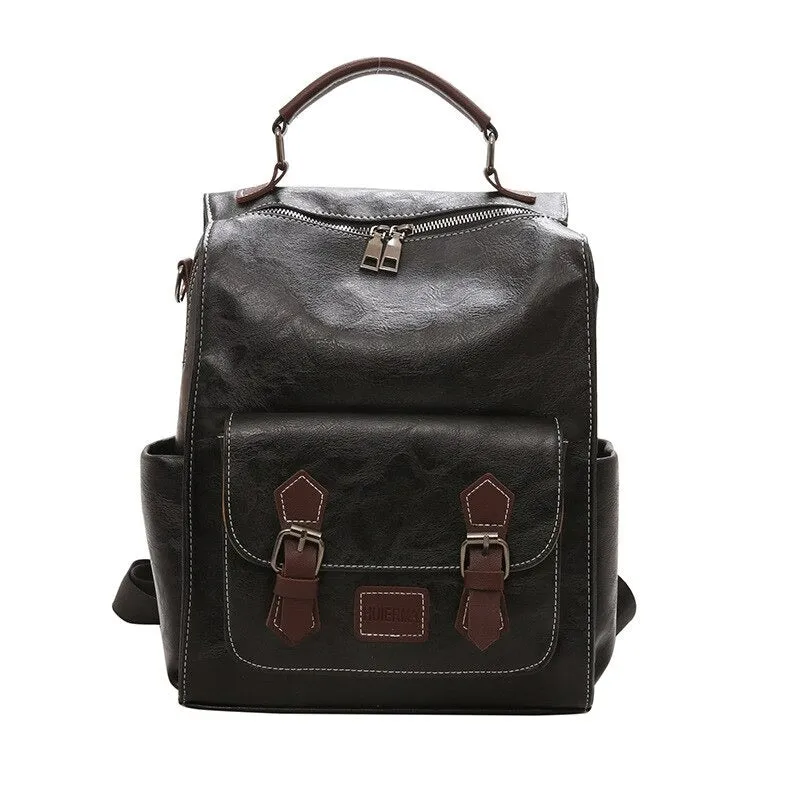 Vintage PU Leather Retro Backpack