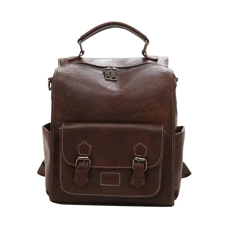 Vintage PU Leather Retro Backpack