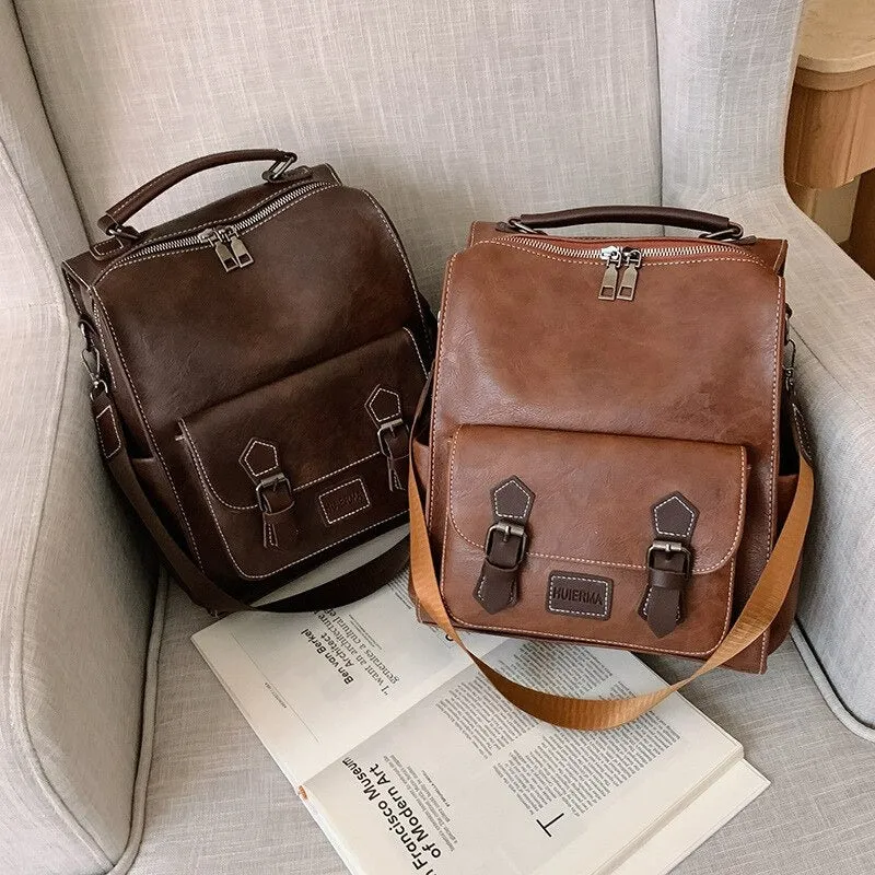 Vintage PU Leather Retro Backpack